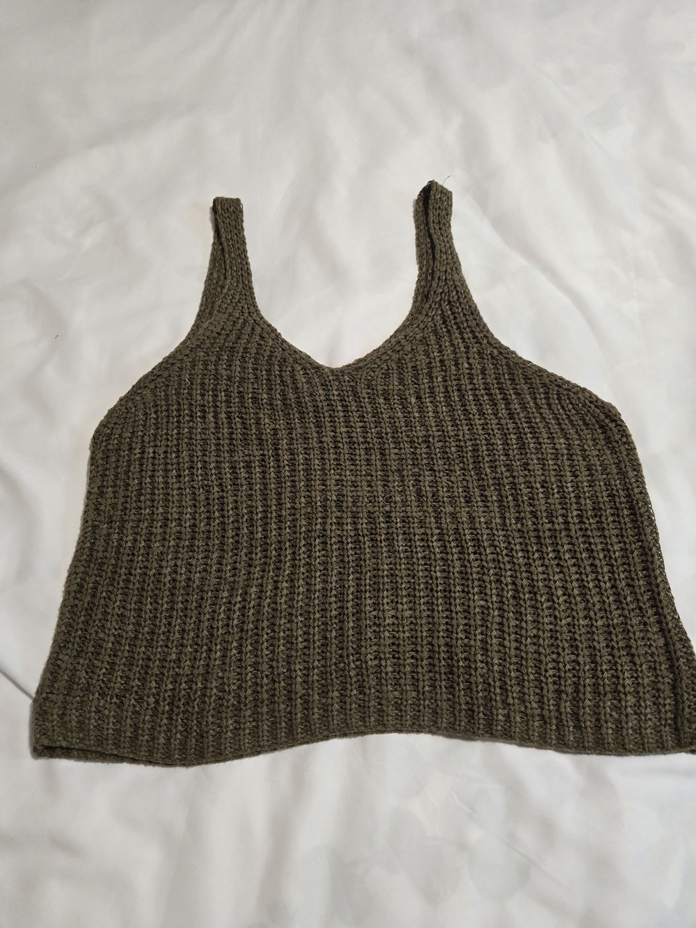 moon & madison Olive Ribbed Knit Cropped Tank